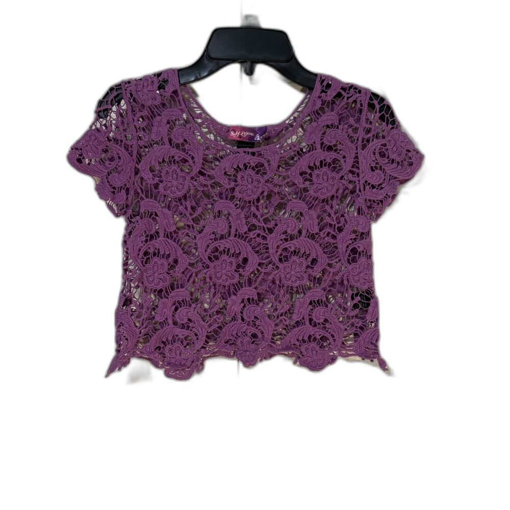 ❤️ Self Esteem Girl's Crochet Top Purple Size Medium lagenlook